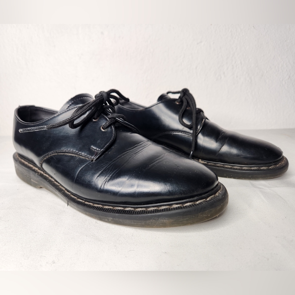 Solovair Dr. Martens Black 3 eye Lace Up Ankle Boots Made in England UK7/US8 VTG